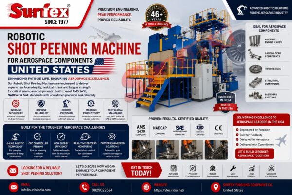 CNC shot peening machine for automotive crankshaft and gear components with closed-loop process control